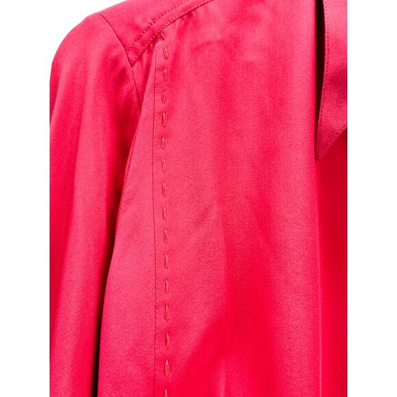 Lucie Brochard Top Womens S Red Silk French Designer Button Down Architectural - Picture 13 of 15